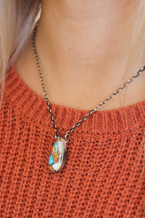 Donovan Skeets Spiny Oyster and Turquoise Teardrop Necklace