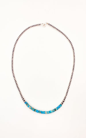 Mason Lee Navajo Pearl Necklace with Turquoise Accent