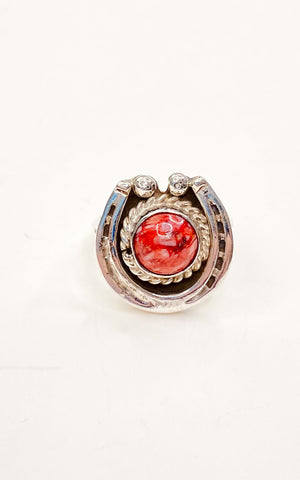 Jimson Belin Apple Coral Horseshoe Ring