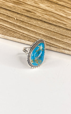 Peggy Skeets Large Kingman Turquoise Ring